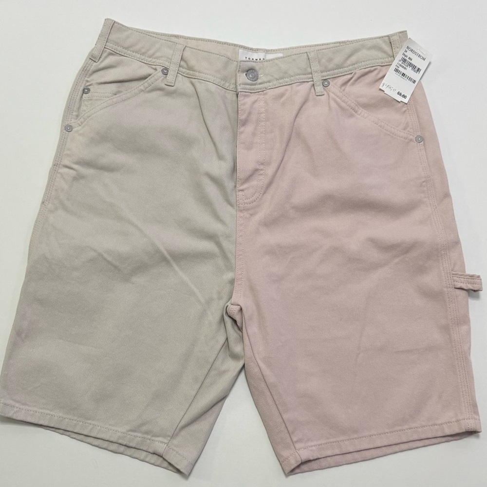 Topman Cargo Shorts Tan and Washed Pink